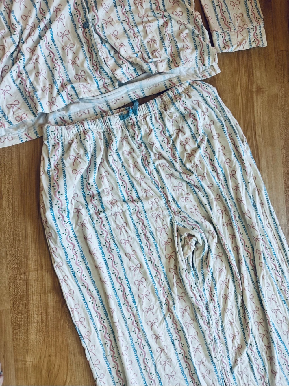 Little One Shop Viscose Bamboo Pajama Set in White with Blue & Pink Accents - Picture 3 of 9